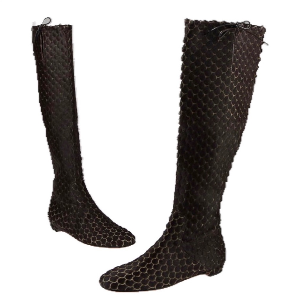 Christian Louboutin scaled Pony Hair black boots AUTHENTIC!